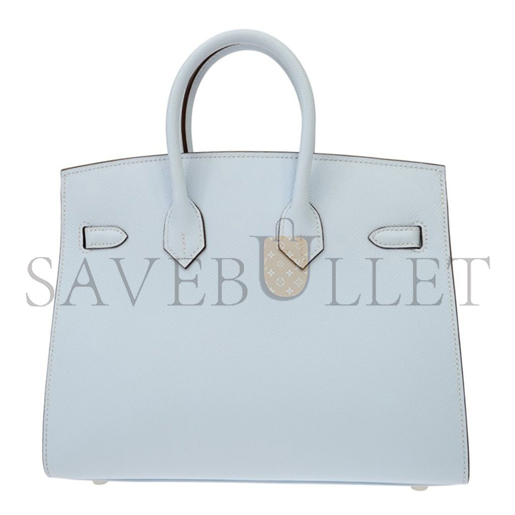 HERMÈS MASTER BIRKIN 25 SWIFT LEATHER FOG BLUE SILVER BUCKLE H049362CK21 (25*20*13cm)